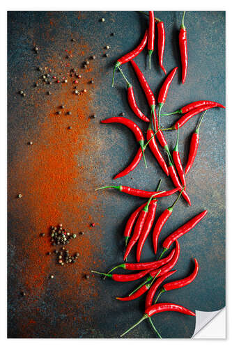 Naklejka na ścianę Cayenne pepper, chilli and hot peppers