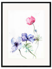 Framed art print Anemones in cool shades