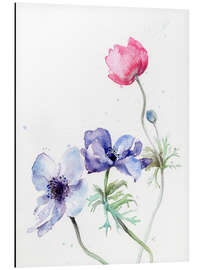 Magnettafel Anemonen in kühlen Schattierungen