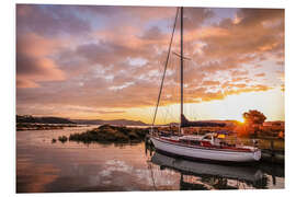 Foam board print Sailboat in sunset in New Zealand