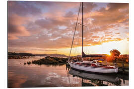 Gallery Print Segelboot im Sonnenuntergang in Neuseeland