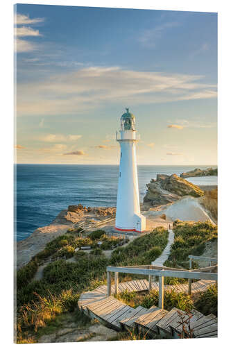 Acrylglasbild Castle Point Lighthouse bei Wellington, Neuseeland