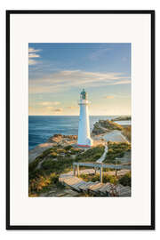 Gerahmter Kunstdruck Castle Point Lighthouse bei Wellington, Neuseeland