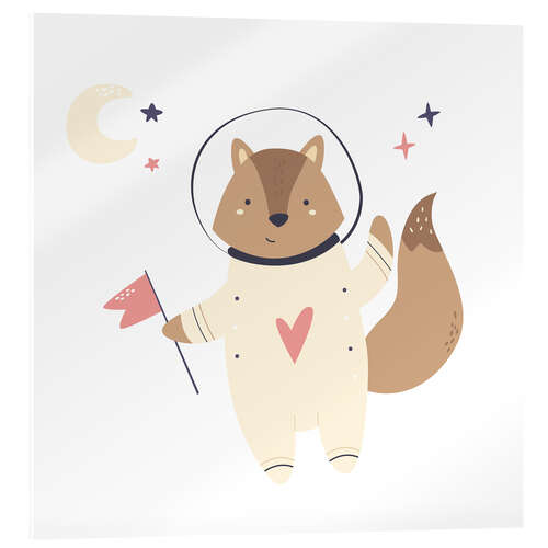 Acrylic print Little raccoon in space