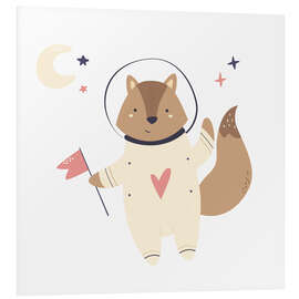 Tableau en PVC Little raccoon in space