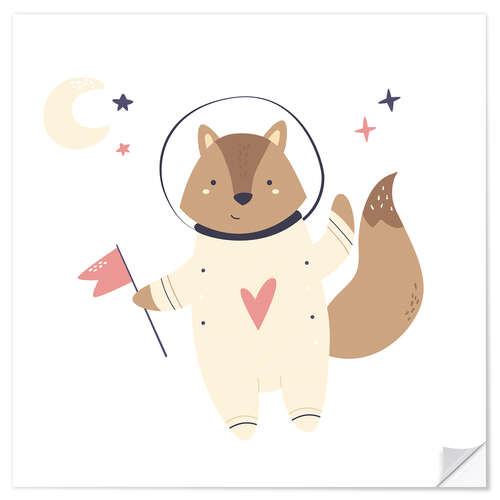 Vinilo para la pared Little raccoon in space