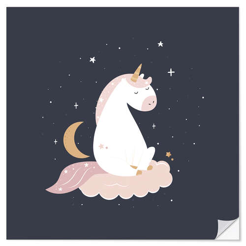 Wall sticker Unicorn on clouds by the night