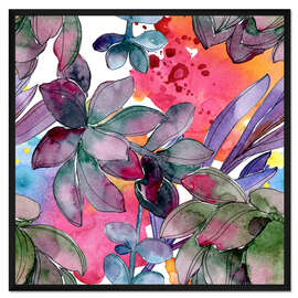 Gerahmter Kunstdruck Blätter in Aquarell II