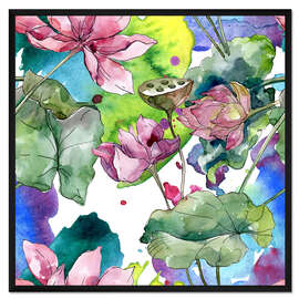 Gerahmter Kunstdruck Seerosen in Aquarell II