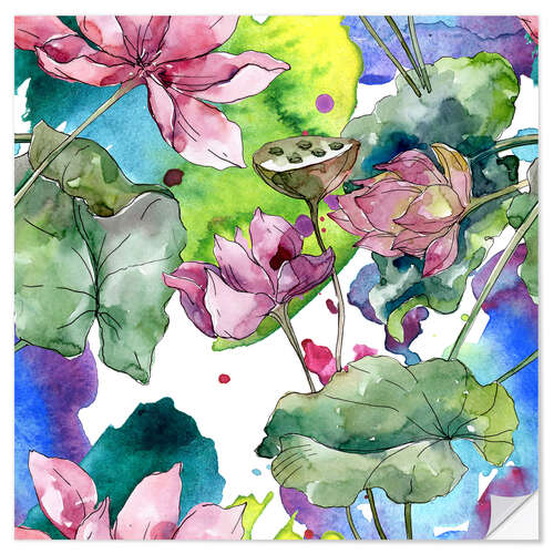 Sticker mural Water lilies in watercolor II