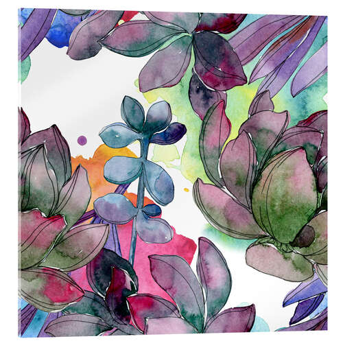 Acrylic print Leaves in watercolor