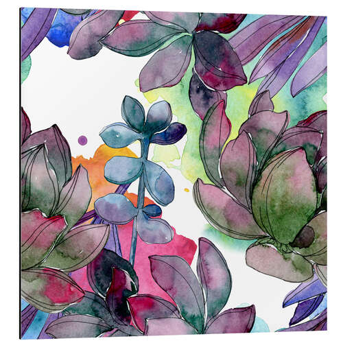 Aluminium print Leaves in watercolor