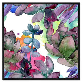 Gerahmter Kunstdruck Blätter in Aquarell