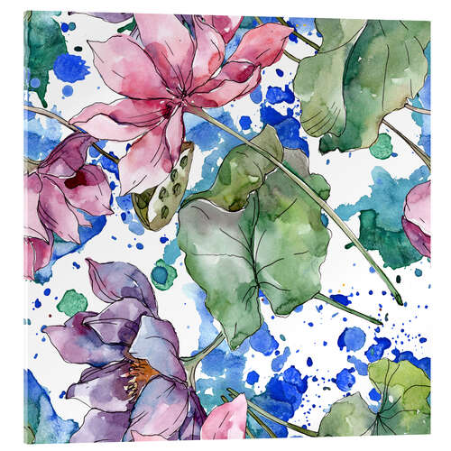 Tableau en verre acrylique Beautiful flowers in watercolor