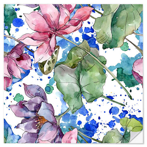 Naklejka na ścianę Beautiful flowers in watercolor