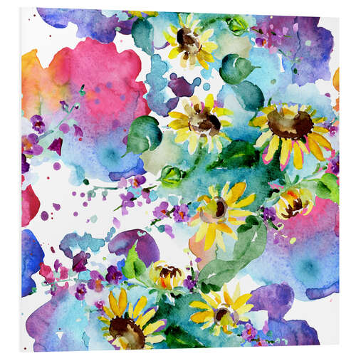 Foam board print Sunflowers in watercolor