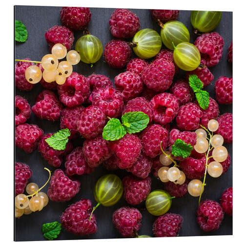 Aluminium print Raspberries, gooseberries and currants