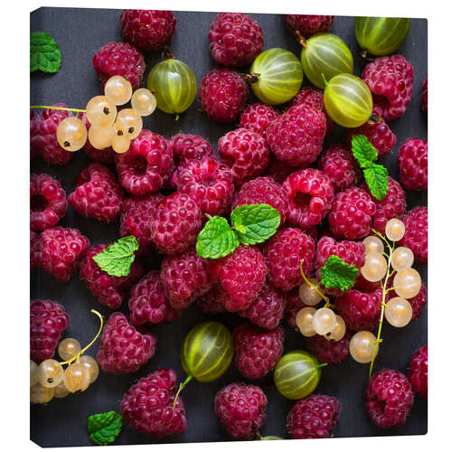 Stampa su tela Raspberries, gooseberries and currants