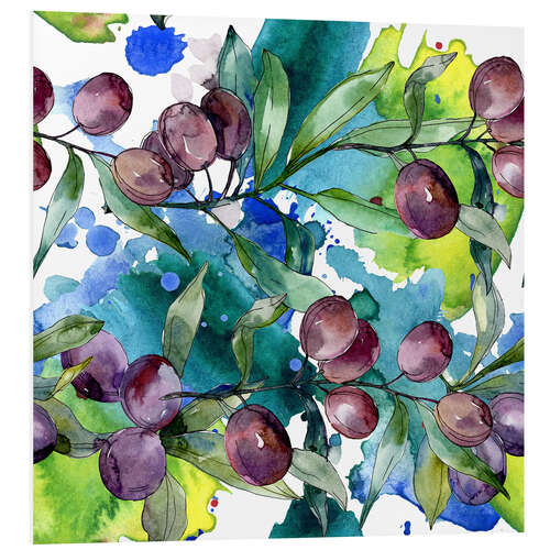 Foam board print Grapes in watercolor