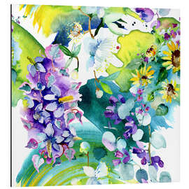 Tableau en aluminium Hyacinths and sun flowers in watercolor