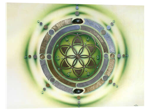 Akrylglastavla Flower of life, green