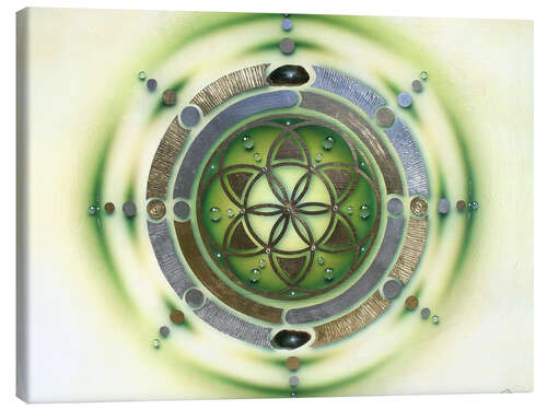 Canvas print Flower of life, green