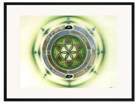 Gerahmter Kunstdruck Blume des Lebens, grün