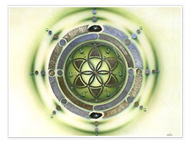 Wall print  Flower of life, green - Manfred Turzer