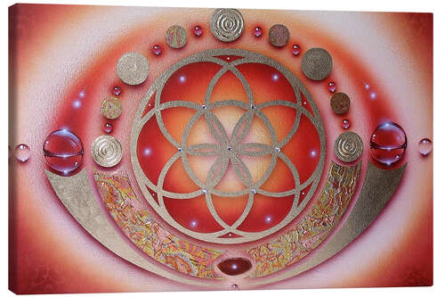 Canvas print Flower of life, red