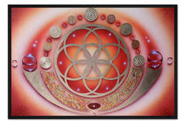 Gerahmter Kunstdruck Blume des Lebens, rot