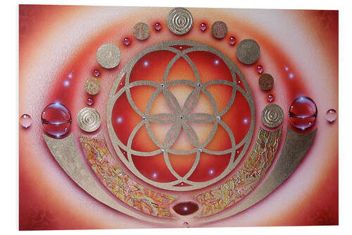 Foam board print Flower of life, red