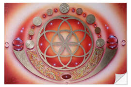 Självhäftande poster Flower of life, red