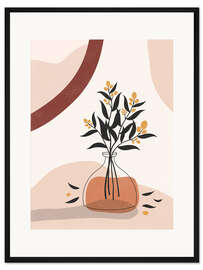 Gerahmter Kunstdruck Boho Blumenvase II