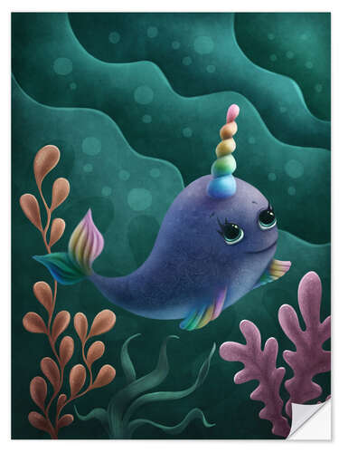 Muursticker Narwhal unicorn