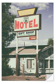 Selvklebende plakat American West - Historisk 66 Motel