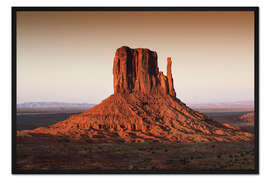 Gerahmter Kunstdruck Amerikanischer Westen - Sonnenuntergang Red Rock