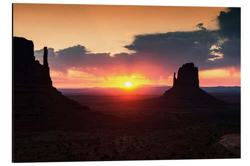 Aluminium print Monument Valley sunset