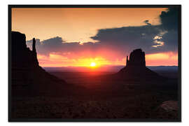 Gerahmter Kunstdruck Monument Valley Sonnenuntergang