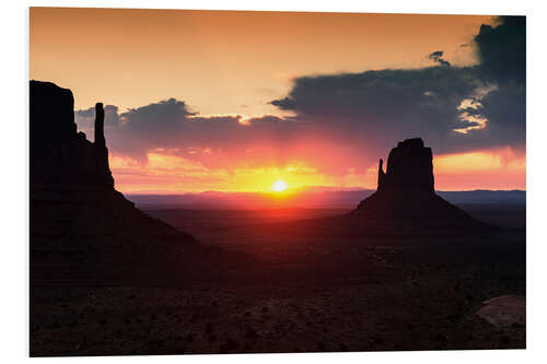 Print på skumplade Monument Valley sunset