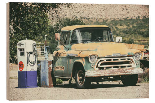 Wood print American West - Old Chevy