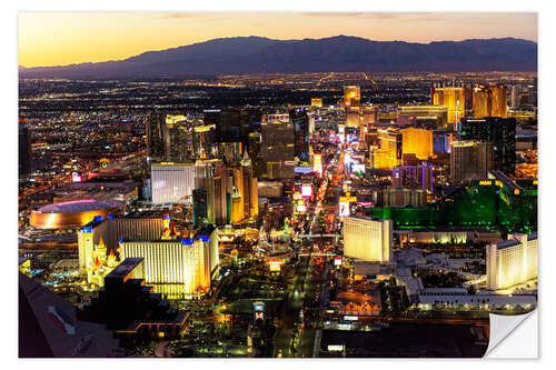 Selvklebende plakat American West - Las Vegas Skyline i kveldslyset