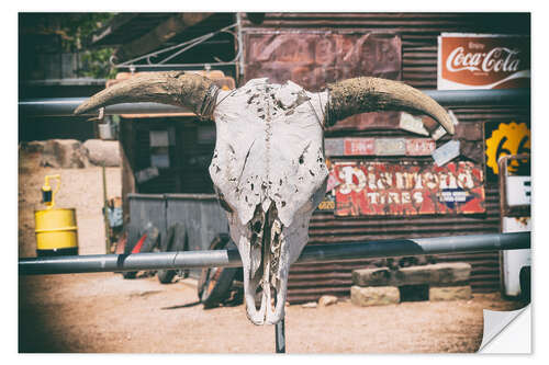 Muursticker American west - cow skull