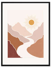 Gerahmter Kunstdruck Berglandschaft mit Fluss I