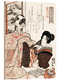 Obraz na drewnie Woman with cat