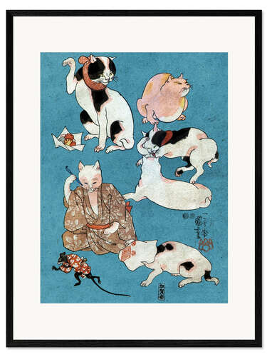 Impression artistique encadrée Proverbes illustrés par des chats, détail
