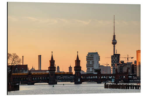 Tableau en aluminium Skyline de Berlin Oberbaumbrücke