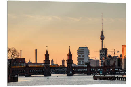 Tableau en plexi-alu Skyline de Berlin Oberbaumbrücke