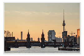 Poster Berlin Oberbaumbrücke Skyline