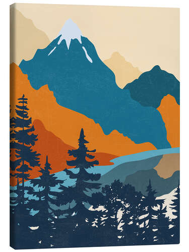 Canvas print Mountain Landscape with Lake and Trees