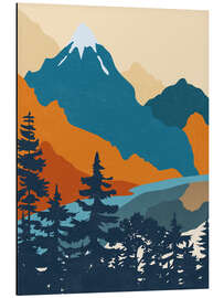 Magnettafel Berglandschaft mit See und Bäumen